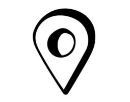 Hand drawn Location pin icon in doodle style. vector