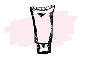 Hand drawn hand cream tube in doodle style vector