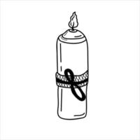 Hand drawn burning candle  in doodle style isolated on white background vector