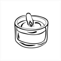 Hand drawn burning candle  in doodle style isolated on white background vector