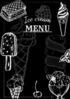 Ice cream restaurant menu. Vector dessert food flyer for bar and cafe