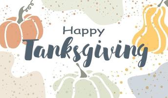 Happy Thanksgiving lettering background with pumpkins vector