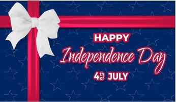 United States Independence Day greeting card with ribbon and bow vector