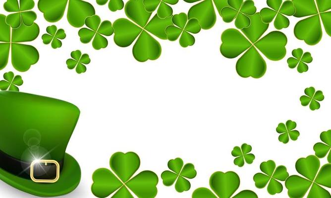 St. Patrick's Day banner design template with green hat and clover