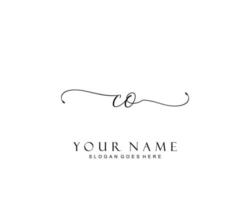 Initial CO beauty monogram and elegant logo design, handwriting logo of initial signature, wedding, fashion, floral and botanical with creative template. vector