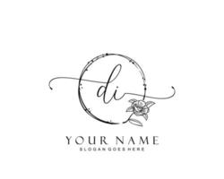 Initial DI beauty monogram and elegant logo design, handwriting logo of initial signature, wedding, fashion, floral and botanical with creative template. vector