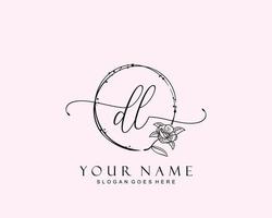 Initial DL beauty monogram and elegant logo design, handwriting logo of initial signature, wedding, fashion, floral and botanical with creative template. vector