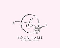 Initial DI beauty monogram and elegant logo design, handwriting logo of initial signature, wedding, fashion, floral and botanical with creative template. vector