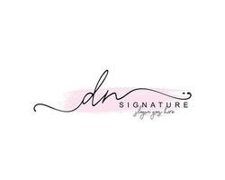 Initial DN beauty monogram and elegant logo design, handwriting logo of initial signature, wedding, fashion, floral and botanical with creative template. vector