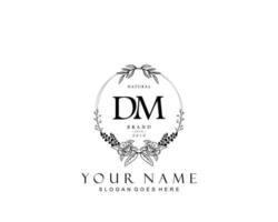 Initial DM beauty monogram and elegant logo design, handwriting logo of initial signature, wedding, fashion, floral and botanical with creative template. vector