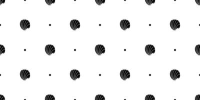 Vector seamless pattern. Line art sketch seashells. Isolated background. Decoration symbol of health calcium. Summer, sand and beach design. Repetitive ornament.