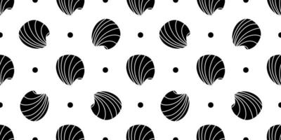 Vector seamless pattern. Line art sketch seashells. Isolated background. Decoration symbol of health calcium. Summer, sand and beach design. Repetitive ornament.