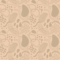 Vector seamless pattern. Abstract repetitive ornament for surface design, printing on paper and fabric. Handdrawn waves, shapes, circles, flowers, leaves, branches. Background for social media post.