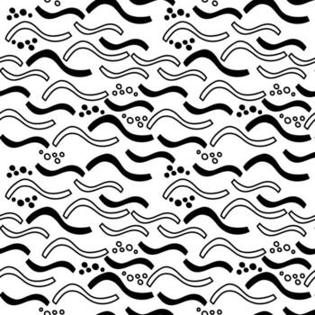 patrón transparente de vector. ornamento repetitivo abstracto para el diseño de superficies, impresión en papel y tela. ondas dibujadas a mano, formas, círculos, flores, hojas, ramas. antecedentes para la publicación en las redes sociales. vector