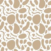 Vector seamless pattern. Abstract repetitive ornament for surface design, printing on paper and fabric. Handdrawn waves, shapes, circles, flowers, leaves, branches. Background for social media post.
