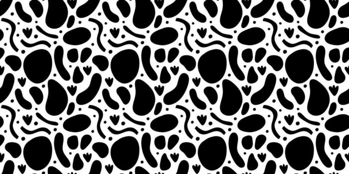 patrón transparente de vector. ornamento repetitivo abstracto para el diseño de superficies, impresión en papel y tela. ondas dibujadas a mano, formas, círculos, flores, hojas, ramas. antecedentes para la publicación en las redes sociales. vector