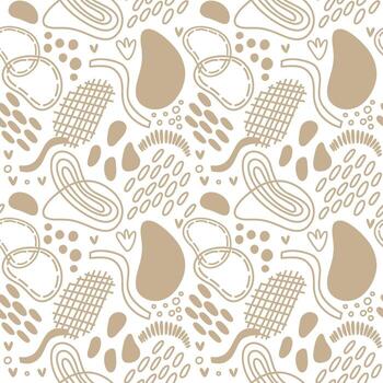 patrón transparente de vector. ornamento repetitivo abstracto para el diseño de superficies, impresión en papel y tela. ondas dibujadas a mano, formas, círculos, flores, hojas, ramas. antecedentes para la publicación en las redes sociales. vector