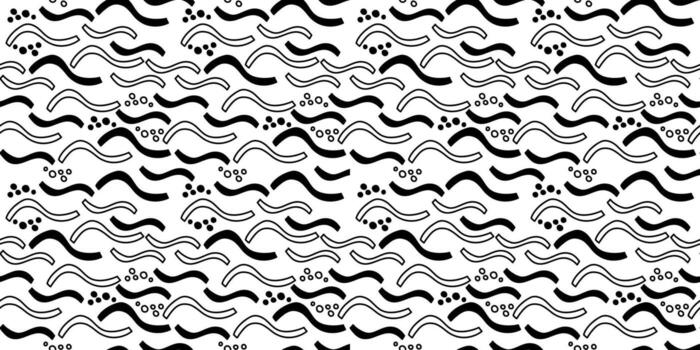 patrón transparente de vector. ornamento repetitivo abstracto para el diseño de superficies, impresión en papel y tela. ondas dibujadas a mano, formas, círculos, flores, hojas, ramas. antecedentes para la publicación en las redes sociales. vector