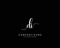 Initial DI beauty monogram and elegant logo design, handwriting logo of initial signature, wedding, fashion, floral and botanical with creative template. vector