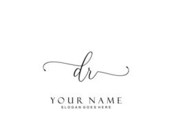 Initial DR beauty monogram and elegant logo design, handwriting logo of initial signature, wedding, fashion, floral and botanical with creative template. vector