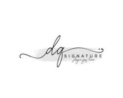 Initial DQ beauty monogram and elegant logo design, handwriting logo of initial signature, wedding, fashion, floral and botanical with creative template. vector