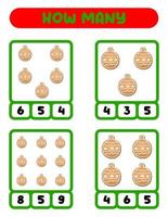 Count how many ginger balls. Write down the answer. Educational games for kids vector