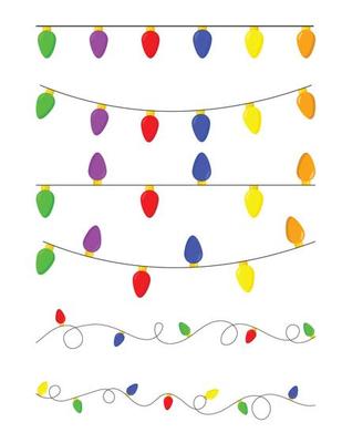 A set of Christmas garlands with light bulbs