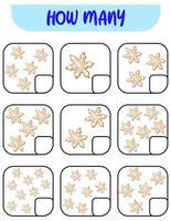 Count how many ginger snowflakes. Write down the answer. Educational games for kids vector