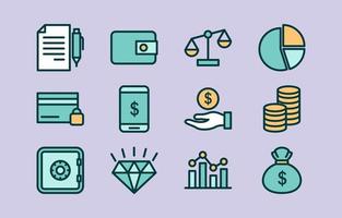 Banking Flat Color Icons Collection vector