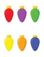 A set of light bulbs for garlands of various bright colors. Christmas Garland vector