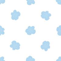 Floral seamless vector pattern with flowers. Spring flora. Simple hand-drawn kids style. Pretty ditsy for fabric, textile, wallpaper. Digital paper in white background