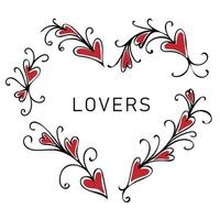 Lovers. Floral heart shape frame design vector