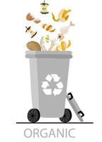 Organic Waste And Garbage. Waste sorting concept vector