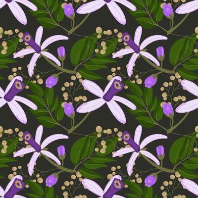 Seamless pattern of chinaberry flowers