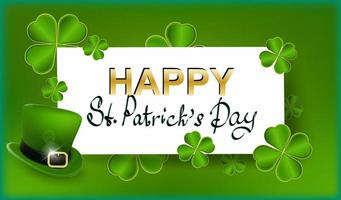 St. Patrick's Day banner design template with green hat and clover vector