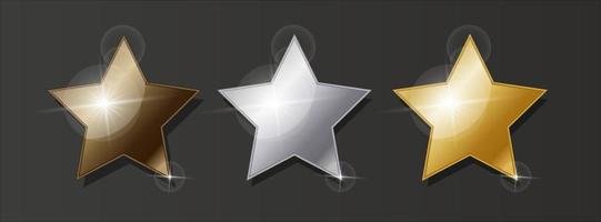 conjunto de estrellas 3d realistas vector