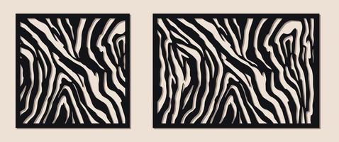 Set of Laser cutting template for decorative panel. Zebra fur pattern. Vector illustration. laser cutting of wood, metal, acrylic panel, engraving