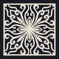 Laser cut vector Decotative panel. Cutout silhouette with geometric Ornament Pattern. Square Template for cnc cutting, panels of wood, metal, paper, plastic