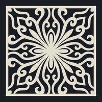 Laser cut vector Decotative panel. Cutout silhouette with geometric Ornament Pattern. Square Template for cnc cutting, panels of wood, metal, paper, plastic