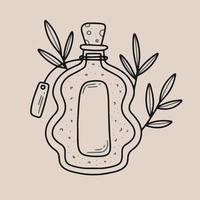 esbozar botellas dibujadas a mano con pociones mágicas. lindo elemento de brujería del doodle vector