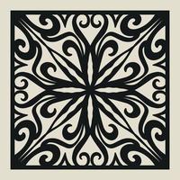 Laser cut vector Decotative panel. Cutout silhouette with geometric Ornament Pattern. Square Template for cnc cutting, panels of wood, metal, paper, plastic