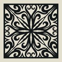 Laser cut vector Decotative panel. Cutout silhouette with geometric Ornament Pattern. Square Template for cnc cutting, panels of wood, metal, paper, plastic