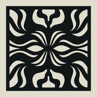 Laser cut vector Decotative panel. Cutout silhouette with geometric Ornament Pattern. Square Template for cnc cutting, panels of wood, metal, paper, plastic