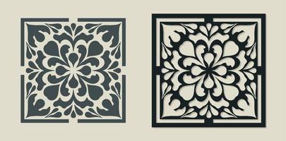 Vector Laser cut decorative Template of Majolica tile with Vintage ornament for stencils, die cutting or wood carving, element for wedding invitation card