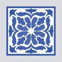 Azulejo de cerámica portuguesa vectorial con adorno floral de cerámica. azulejo azul vintage de portugal, talavera mexicana, mayólica italiana, motivo arabesco o mosaico cerámico español vector