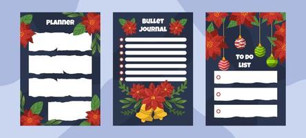 Poinsettias Table Pages Journal Template vector