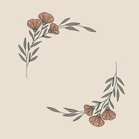 Vector hand drawn Floral Wreath isolated on white background. Vintage Leaves Circular frame with space for text