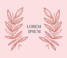 Vector hand drawn Floral Wreath isolated on white background. Vintage Leaves Circular frame with space for text