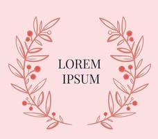 Vector hand drawn Floral Wreath isolated on white background. Vintage Leaves Circular frame with space for text