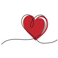 Heart one line art illustration. Love and Valentine's day concept vector